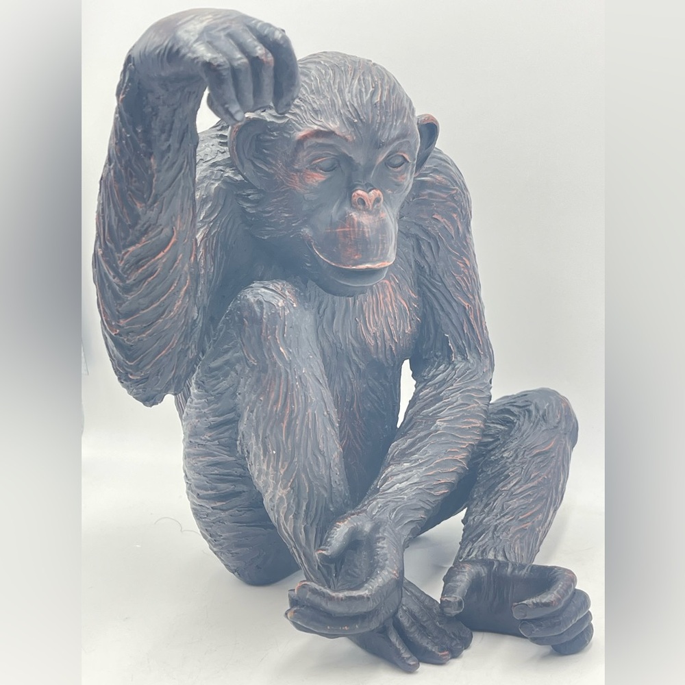 Expo Inc: Poly Resin Chimpanzee Sculpture in Seated Position - Rare Find